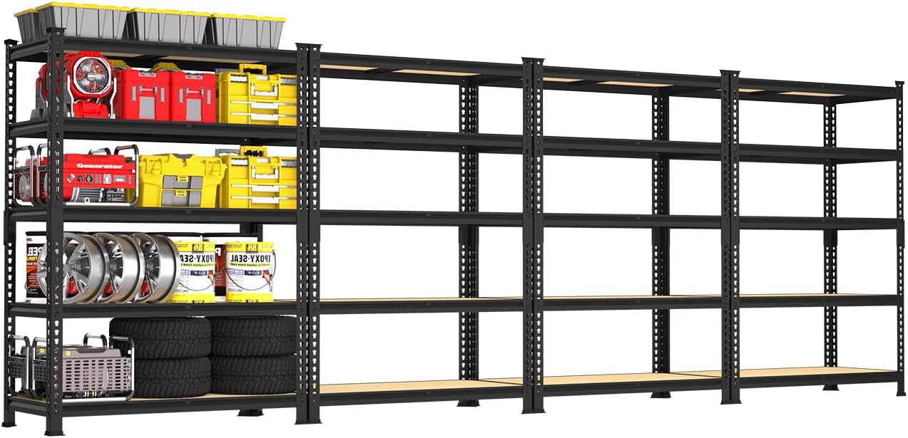 Heavy Duty Storage Shelves - 5 Tier Adjustable Metal Rack Unit