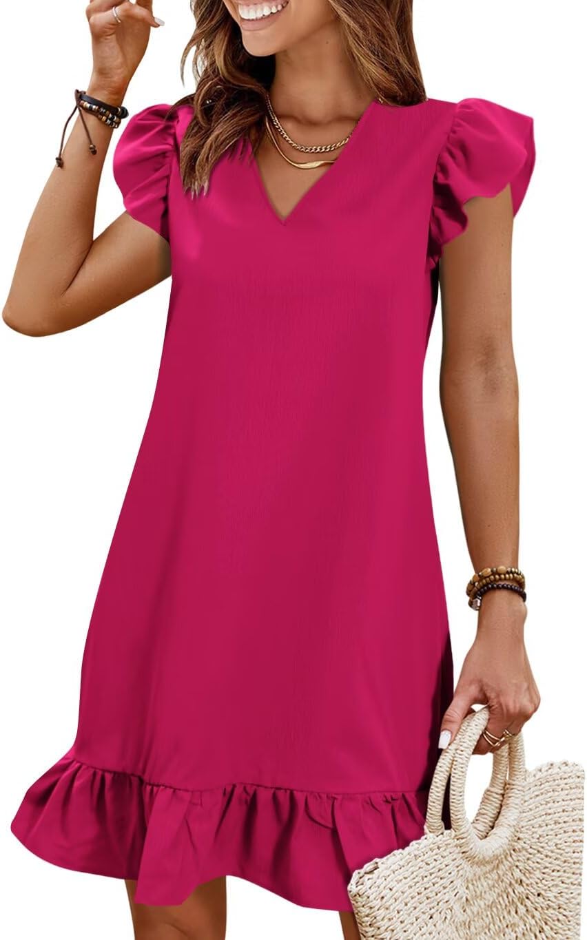 QACOHU Spring Summer Dresses for Women with Ruffle Hem Style