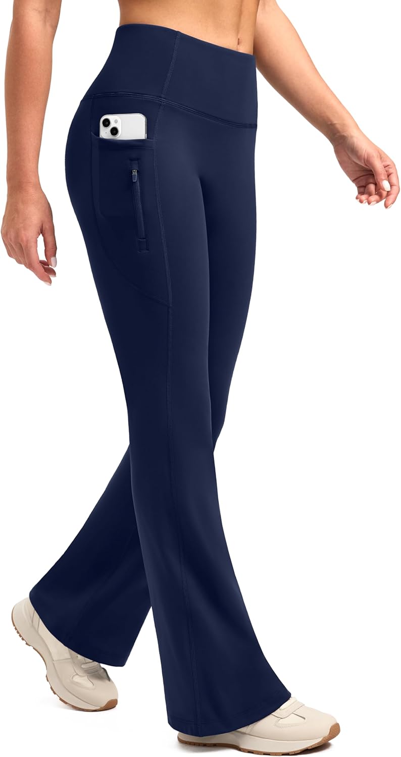 SANTINY Fleece Lined Flare Leggings for Winter Activities