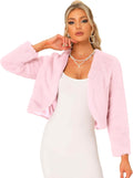 Allegra K Cropped Faux Fur Jacket for Women - Wedding Bolero