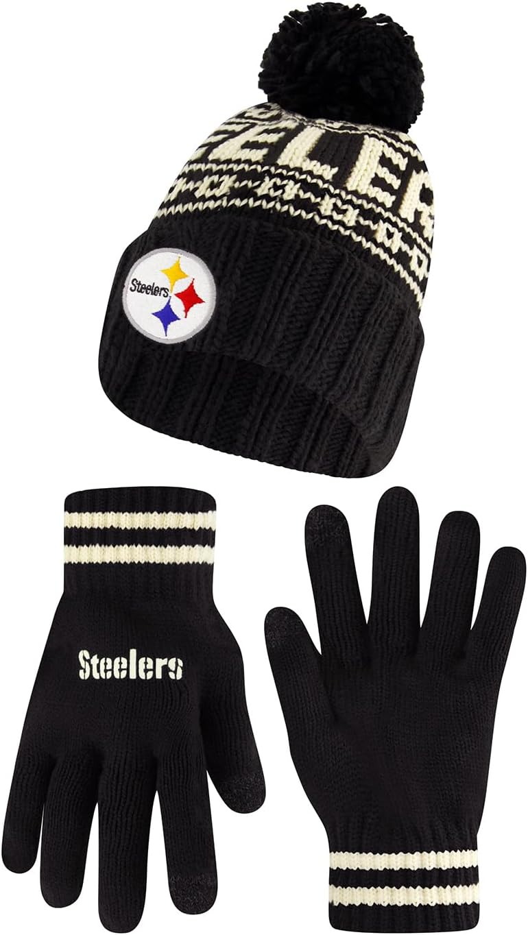 Ultra Game NFL Official Super Soft Cable Knit Beanie & Gloves