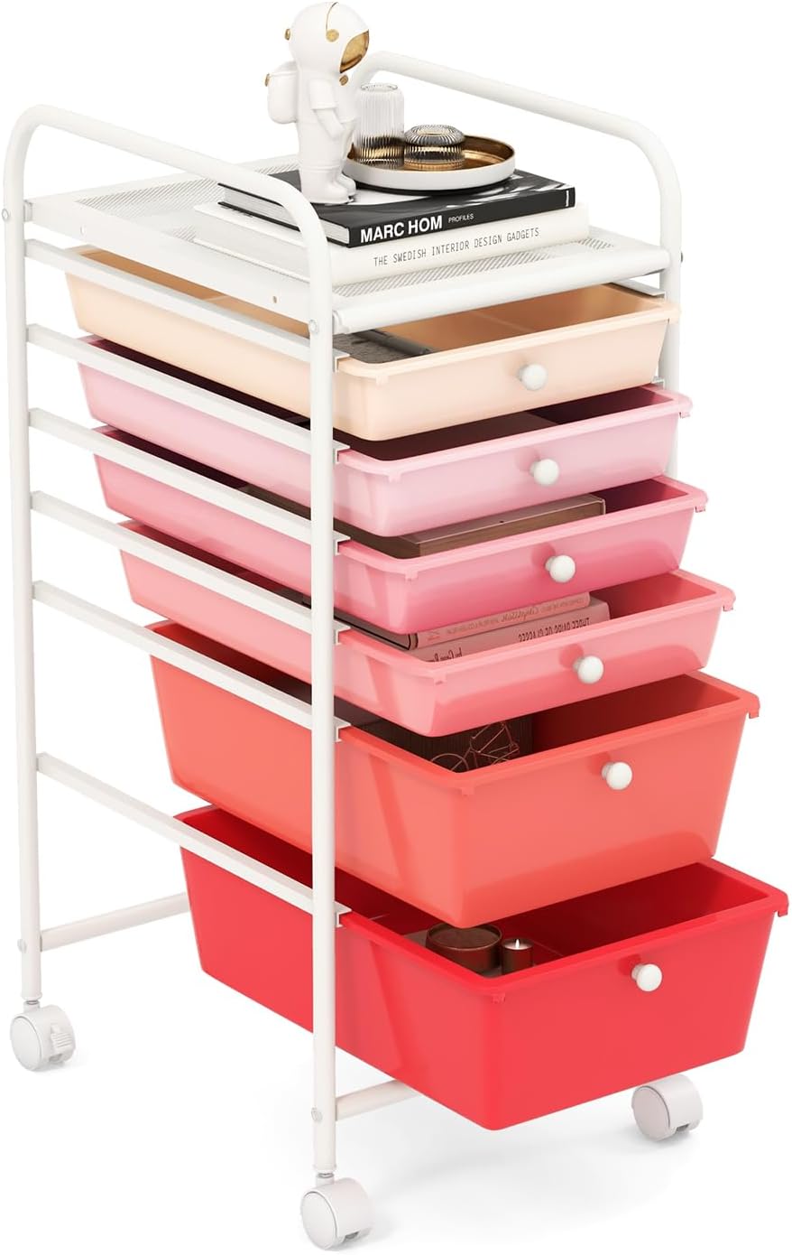 GOFLAME 6-Drawer Rolling Storage Cart for Craft and Office Use