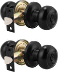 Round Privacy Door Knob (2 Pack) - Keyless Black Privacy Locks