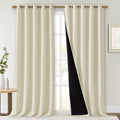 Beige Black Lined Drapes 70in x 95in Panel Pair - Full Blackout