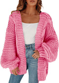 Remikstyt Womens Chunky Cardigan Cable Knit Oversized Open Front back