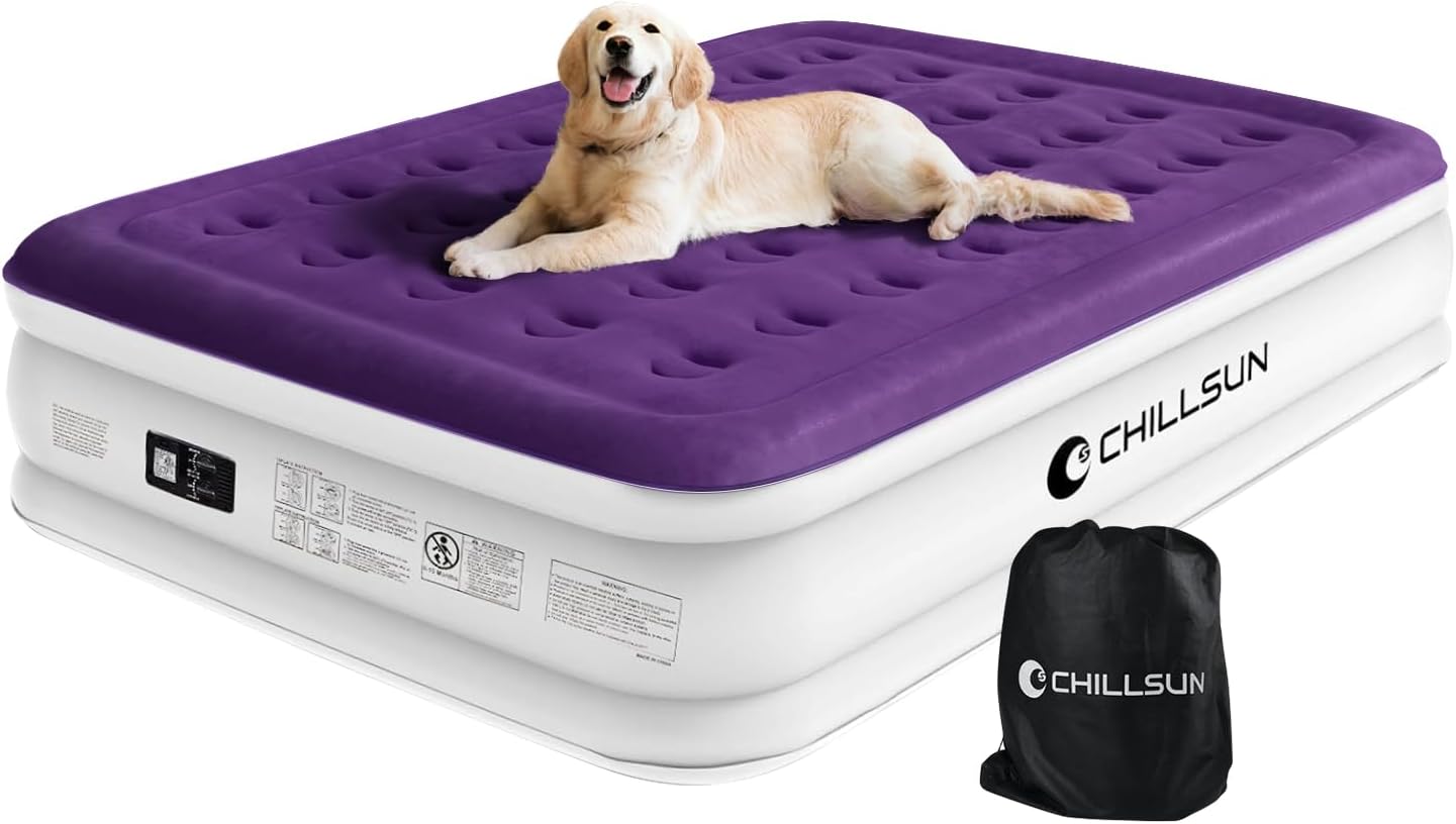 CHILLSUN Queen Air Mattress with Built in Pump for Comfort