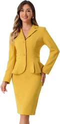 Allegra K 2 Piece Suit Skirt Sets for Women - Classic Office Set