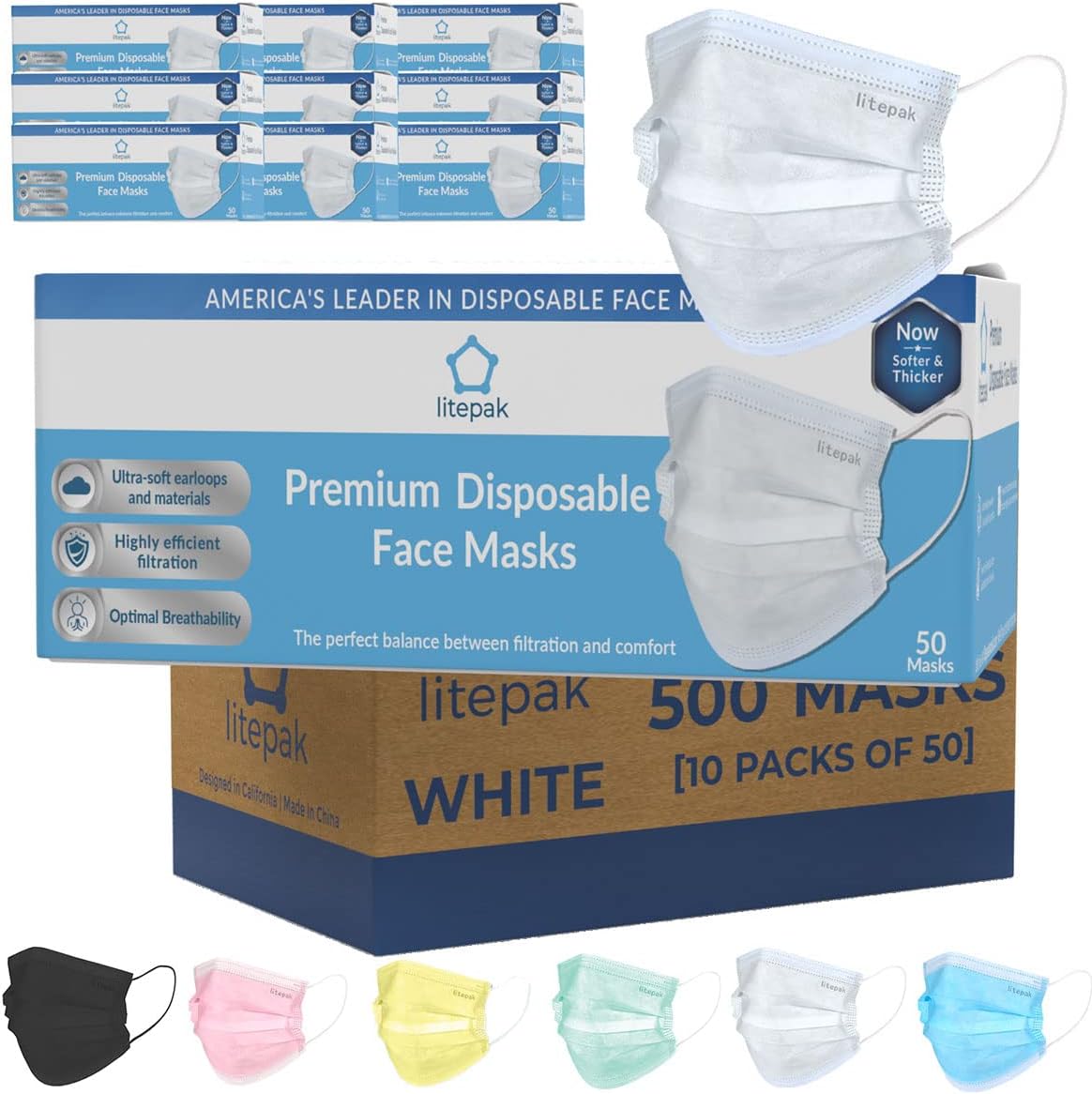 Litepak 500pcs Premium Disposable Face Mask for Comfort