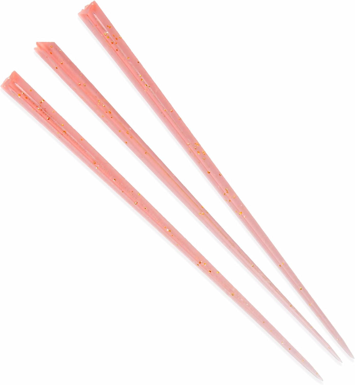 BambooMN Triangular Appetizer Picks - 4.5in Pink w/Gold Glitter
