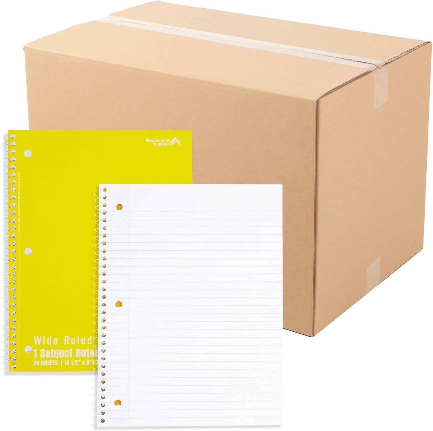 Bulk Yellow Wide Ruled Notebooks 70 Sheets - 48 Carton Quantity