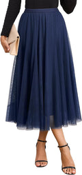 Tulle Skirt Women High Waisted A-Line Midi - Flowy Layered Tutu