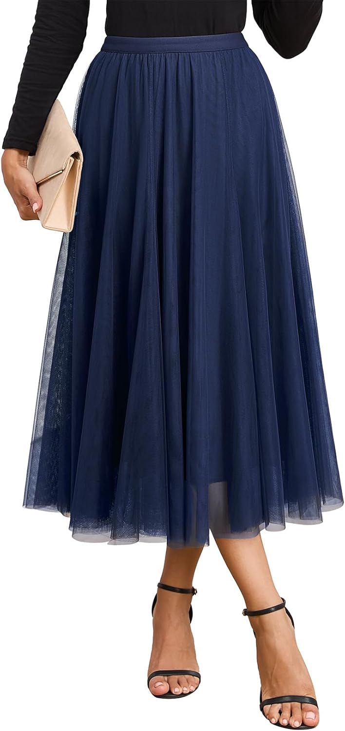 Happy Sailed Womens Tulle Skirt for Elegant Fall Fashion