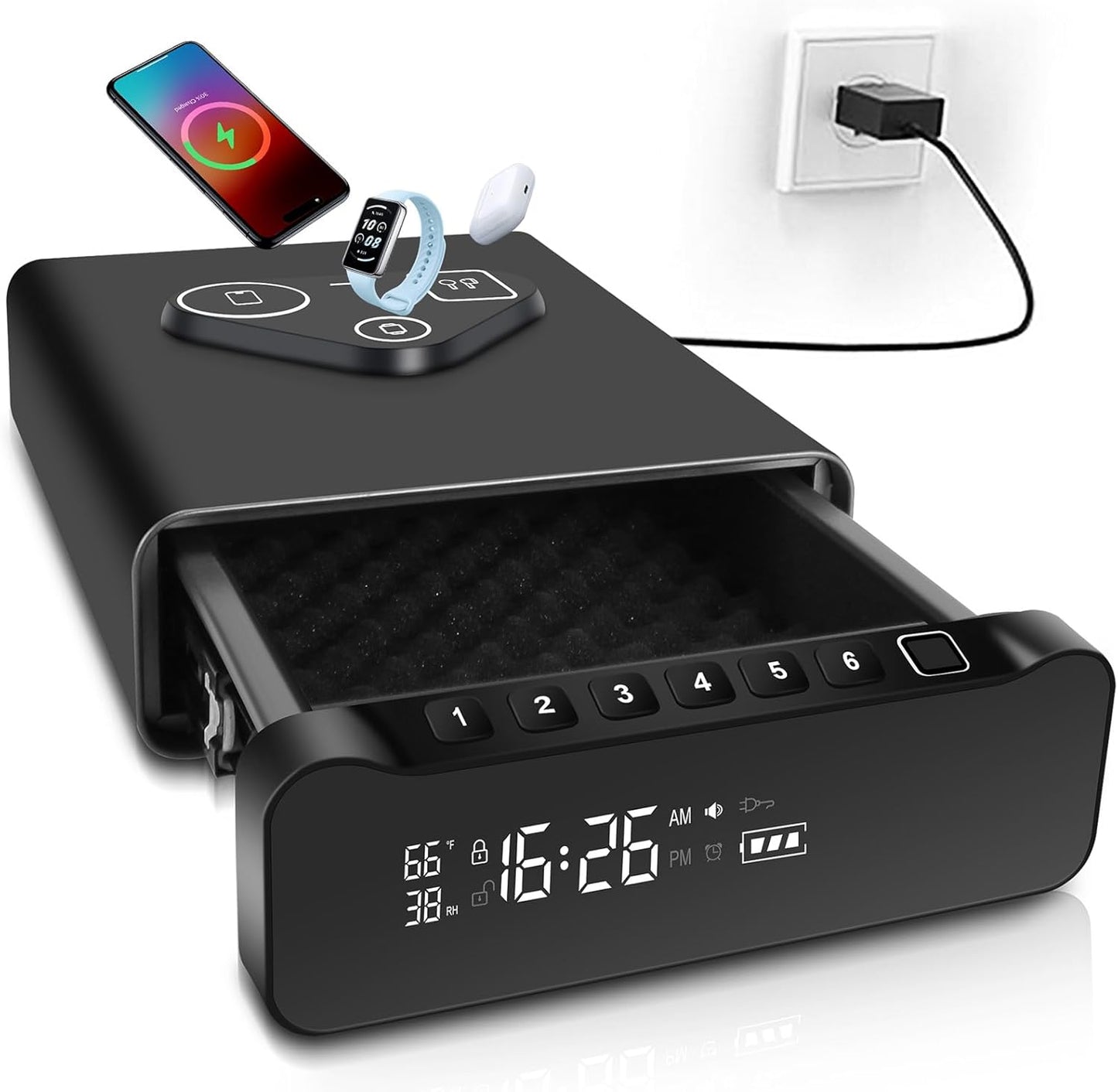 Fingerprint Biometric Gun Safe with Wireless Charging Features