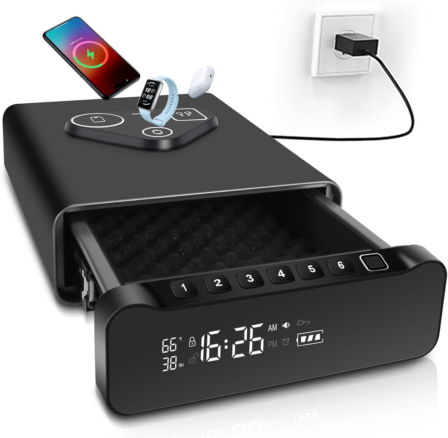 Fingerprint Biometric Gun Safe with Wireless Charging Features