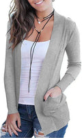 VOIANLIMO Womens Open Front Long Sleeve Cardigan with Pockets