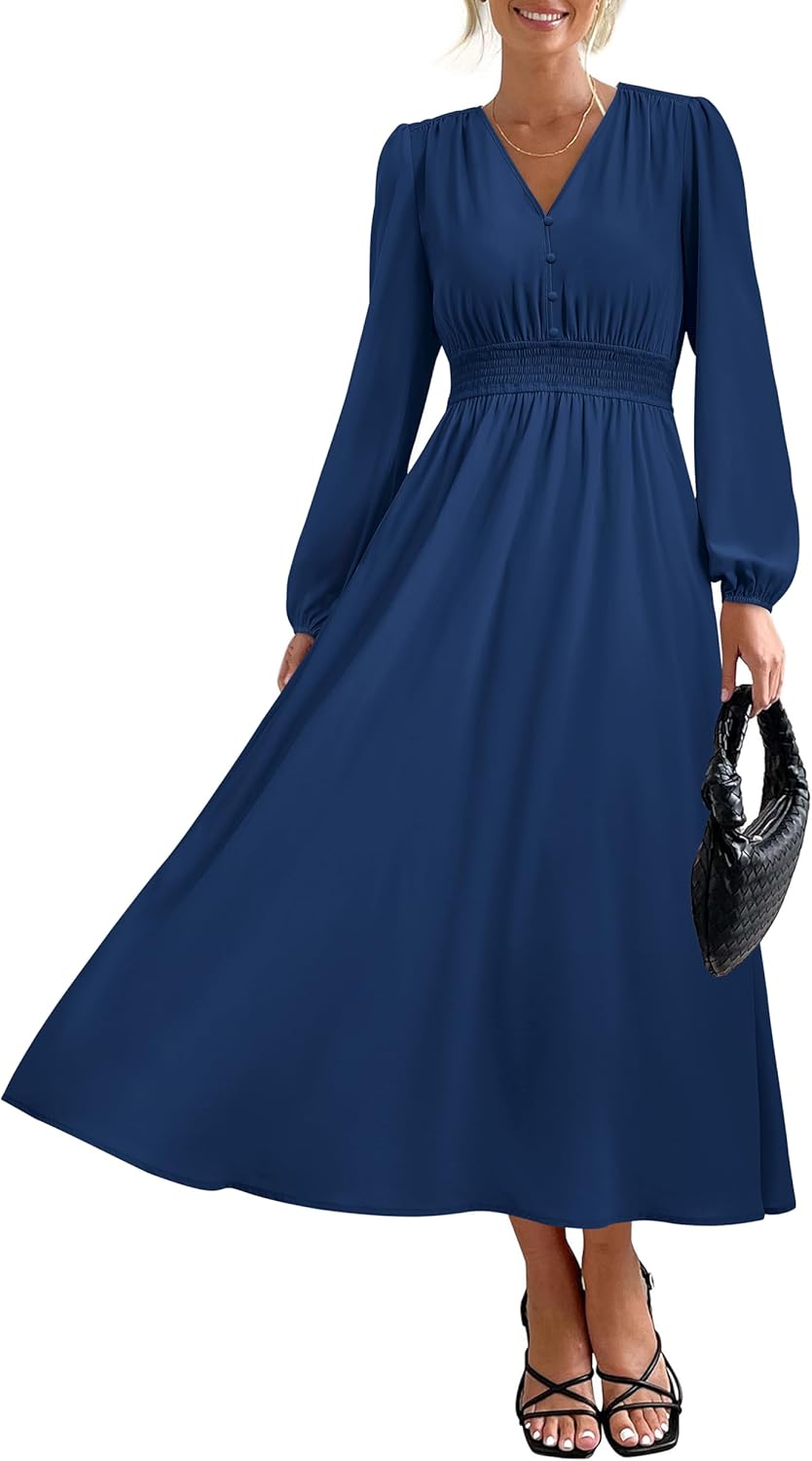 PRETTYGARDEN Womens Long Sleeve Maxi Dress for Fall Weddings