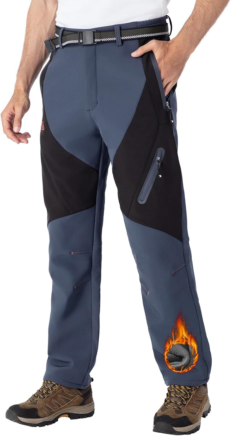 TBMPOY Men's Snow Pants Waterproof Winter Ski Fleece Lined