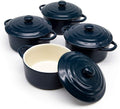 Kook Ceramic Mini Cocotte Set - 12 oz Individual Stoneware Casseroles