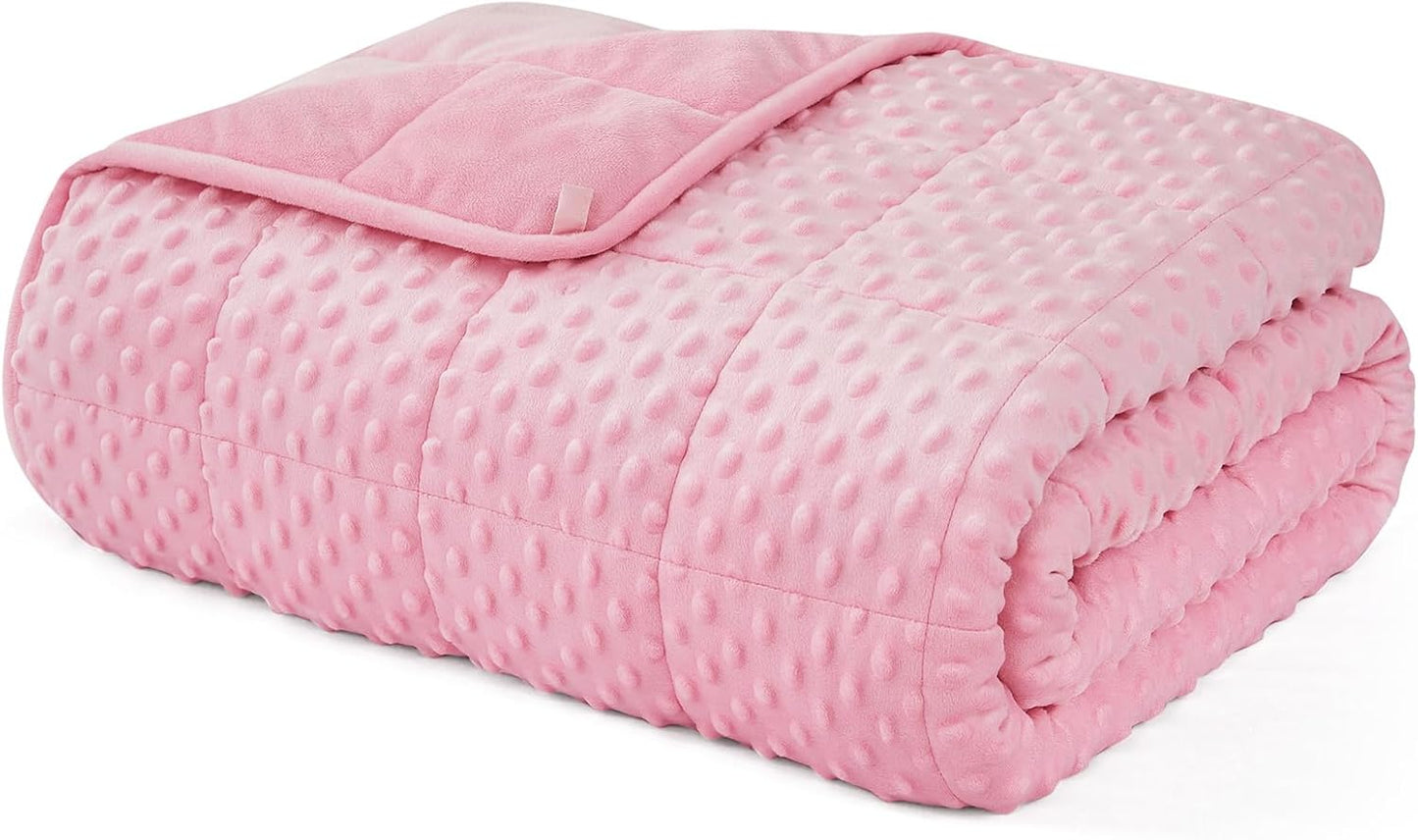 L'AGRATY Weighted Blanket 15lbs Minky Dots for Comfort
