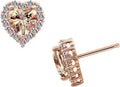 Rose Gold Plated Sterling Silver Heart Topaz Stud Earrings - Timeless