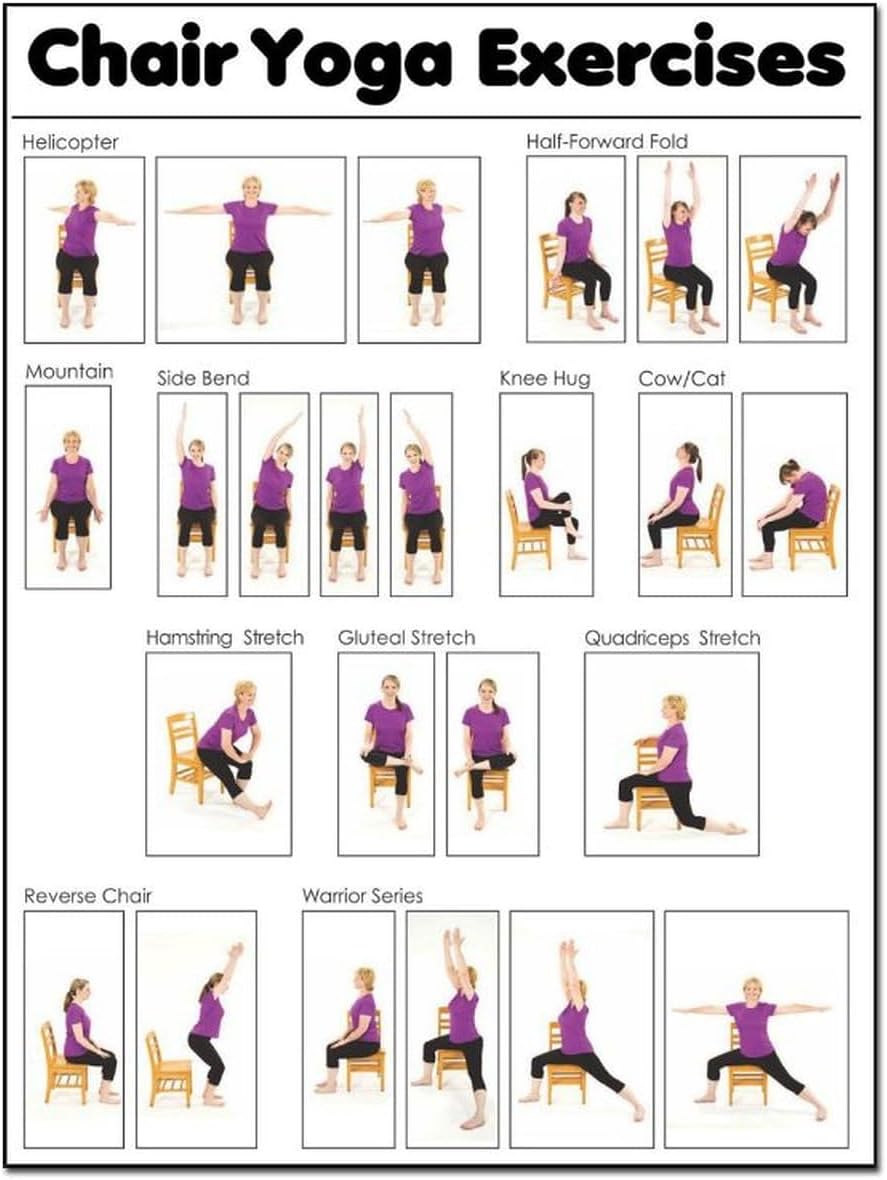 Chair Yoga Practice Poster - Senior-Friendly 12x16 Wall Art