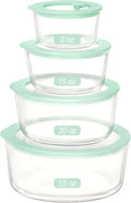 Urban Green Glass Food Container Set with Silicone Framed Lids - 4