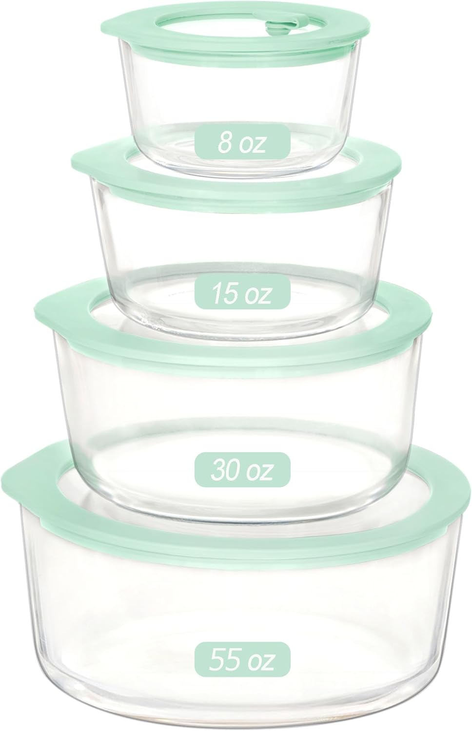 Urban Green Glass Food Container Set with Airtight Lids, 4 Pack