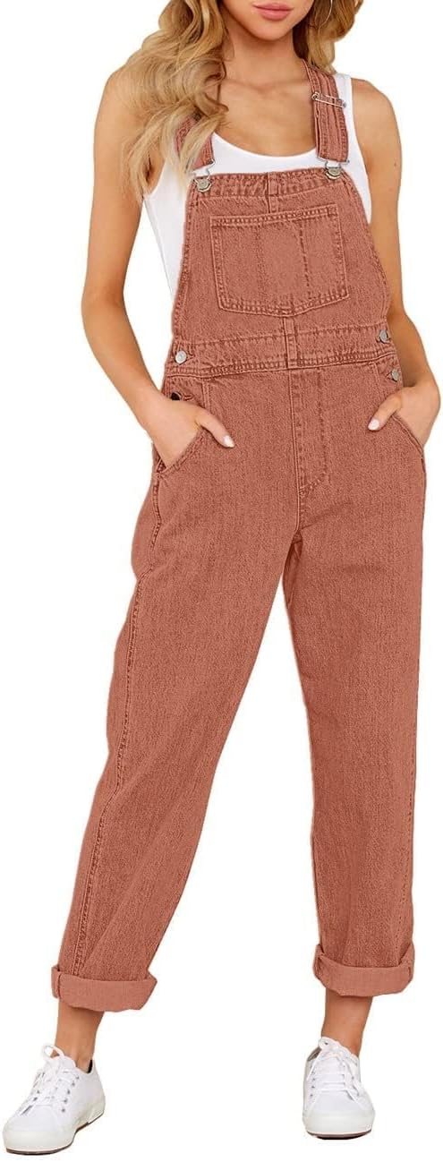 Vetinee Womens Classic Adjustable Straps Denim Bib Overalls