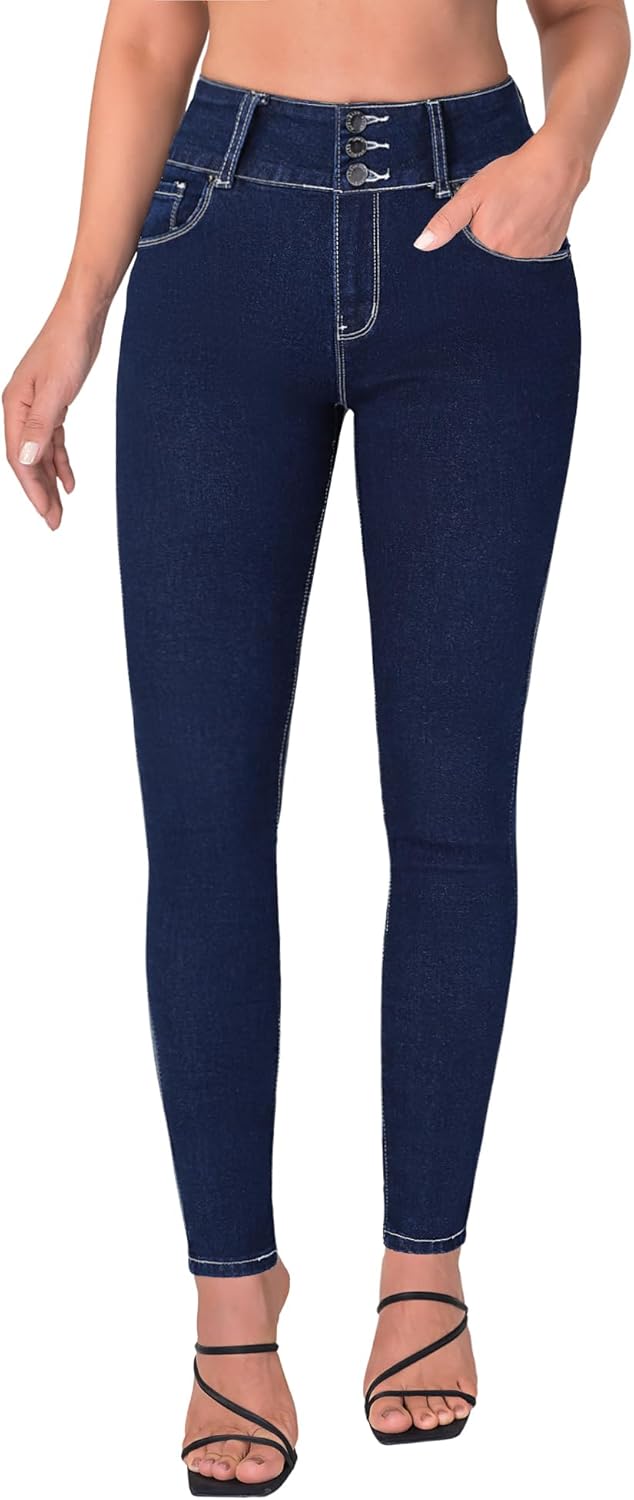 Roswear Womens High Waisted Stretchy Skinny Jeans for Curves