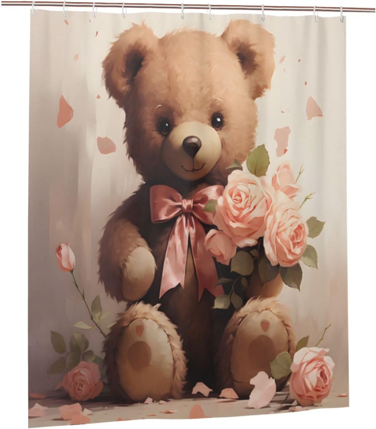 Romantic Pink Rose Shower Curtain - Bath Decor 60x72in