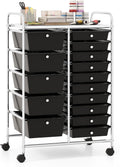 Giantex 15 Drawer Rolling Storage Cart Tools Scrapbook Paper Organizer