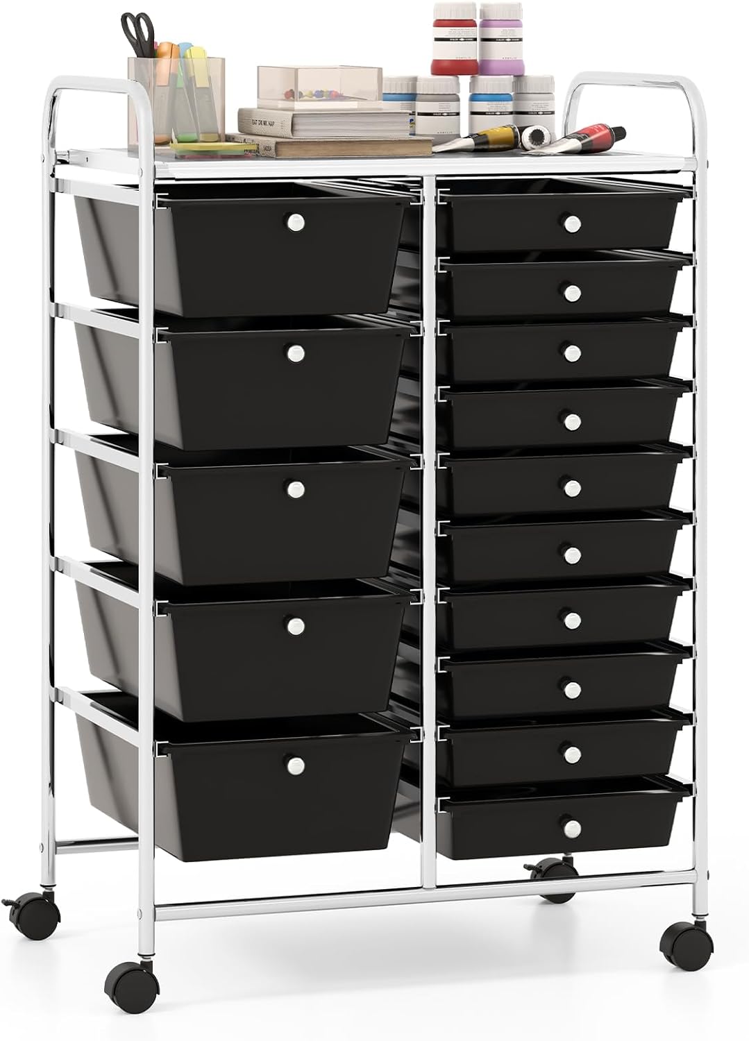 Giantex 15 Drawer Rolling Storage Cart for Office and Home Use