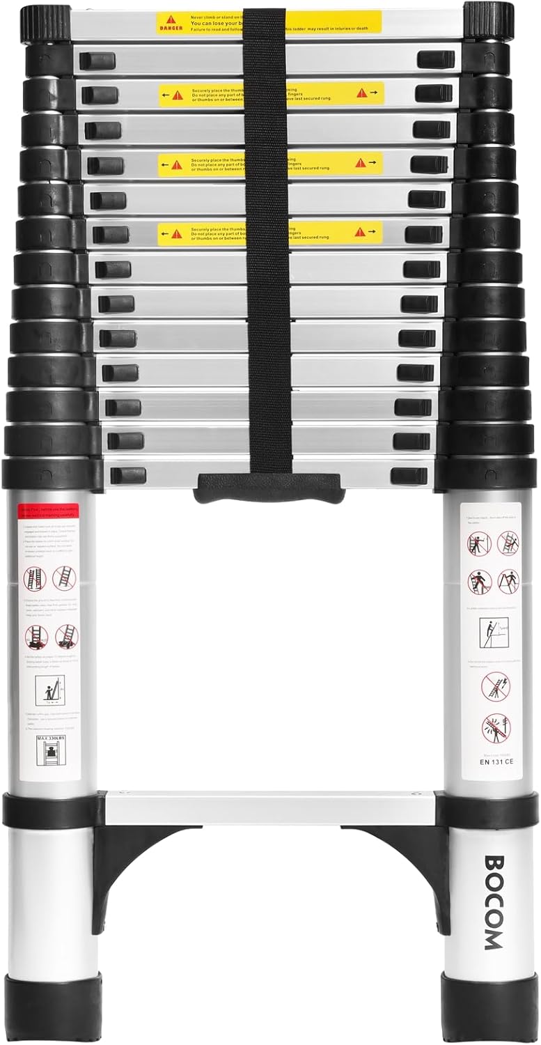 BOCOM 14.5 FT Aluminum Telescoping Ladder for Home and Outdoor