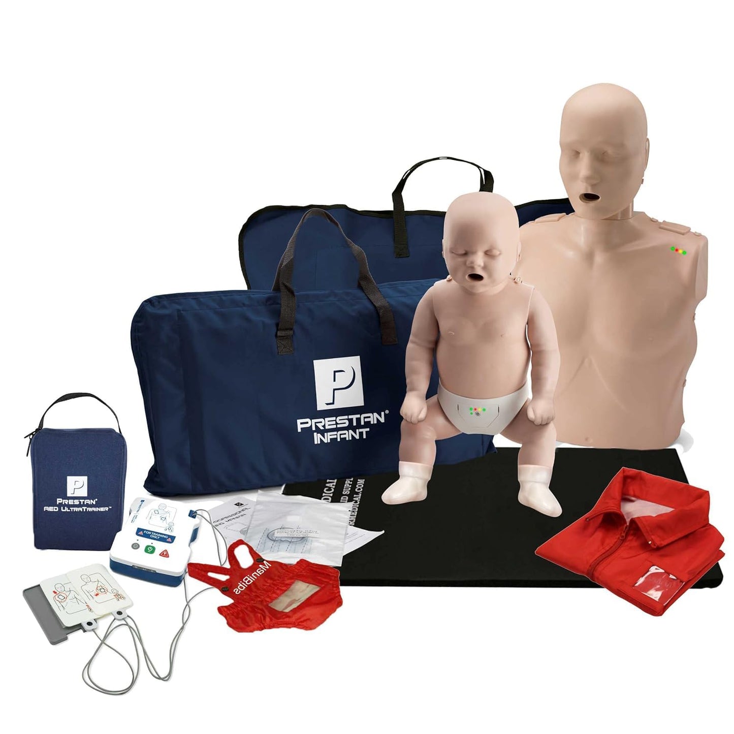 PRESTAN CPR Manikin Training Kit with AED Trainers and Accessories