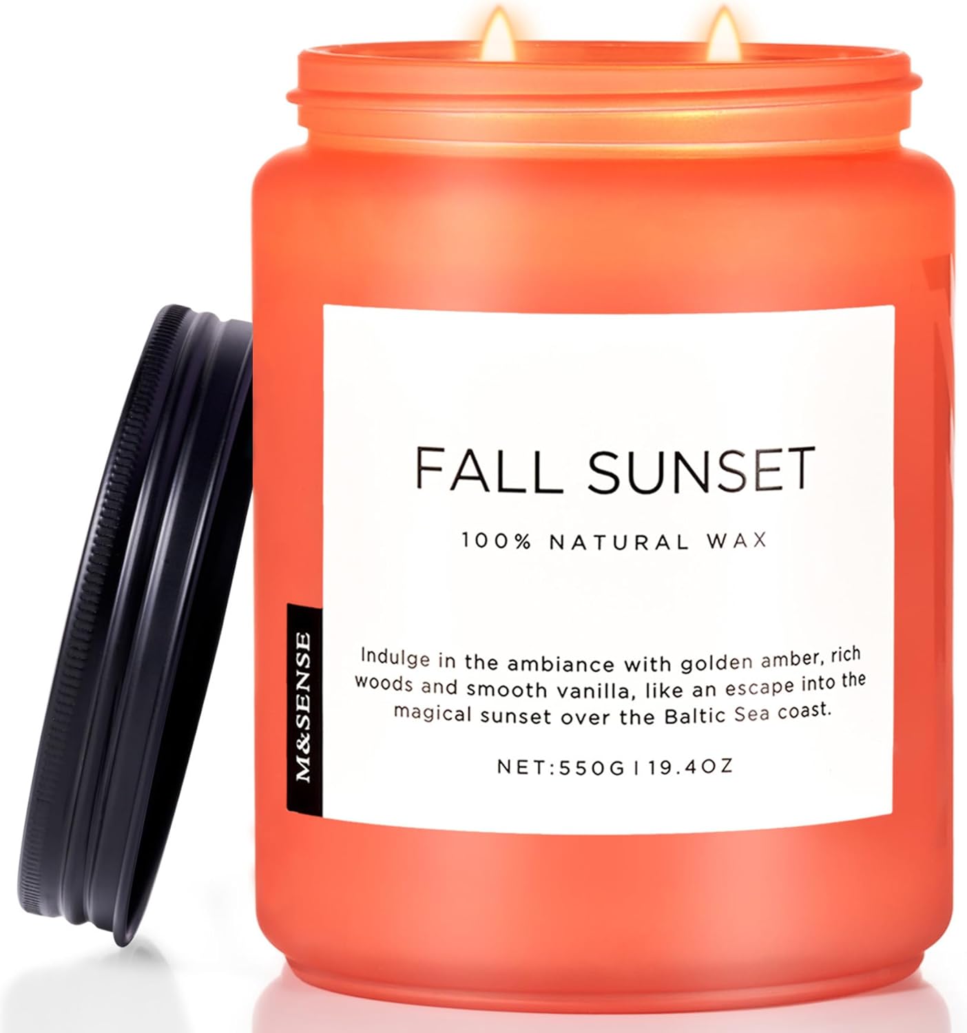 M&SENSE Fall Sunset Amber Scented Candle for Relaxation Gifts