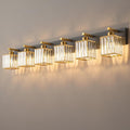 Modern Bathroom Vanity Light 6-Lights Black Gold Crystal - Elegant LED