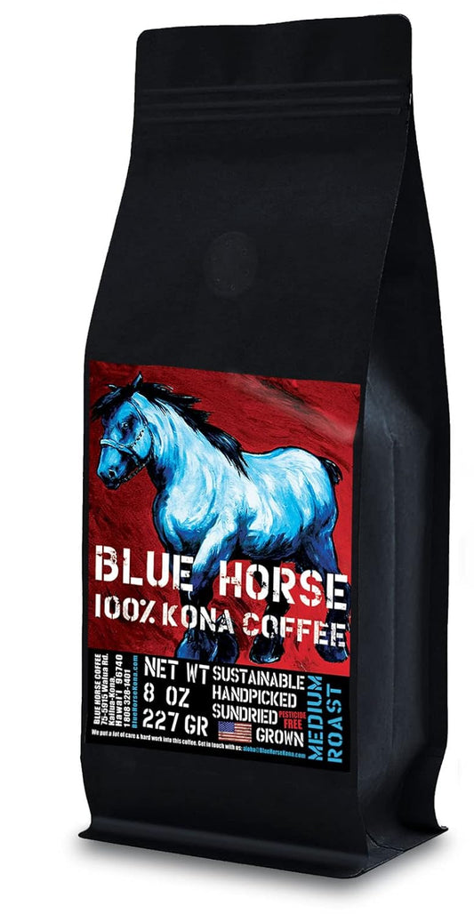 Blue Horse 100% Kona Coffee - Authentic Hawaiian Medium Roast