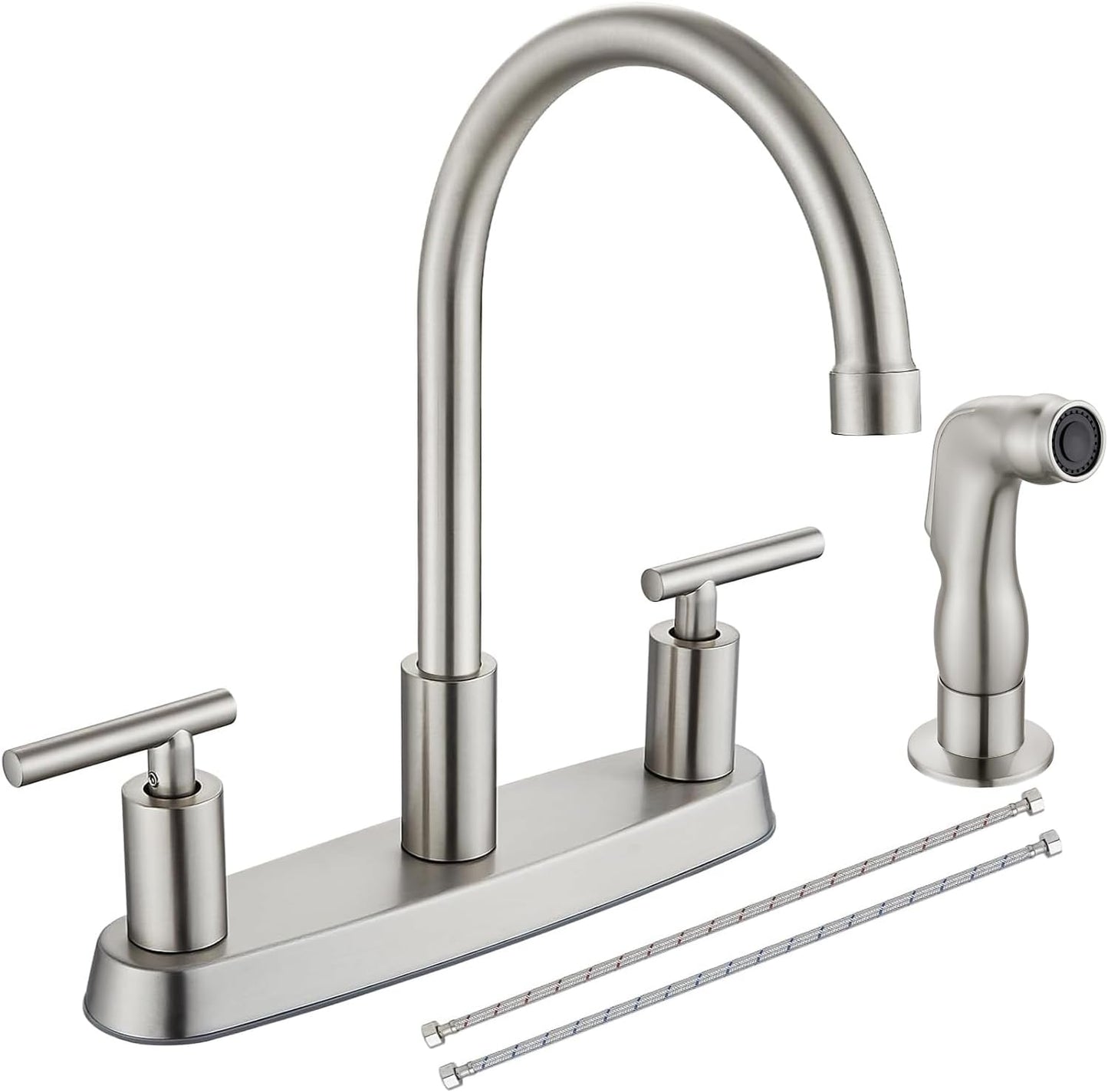 High Arc 360 Rotating Spout Kitchen Faucet with Side Sprayer