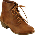 Womens Foldover Lace Up Low Chunky Heel Ankle Booties - Comfortable