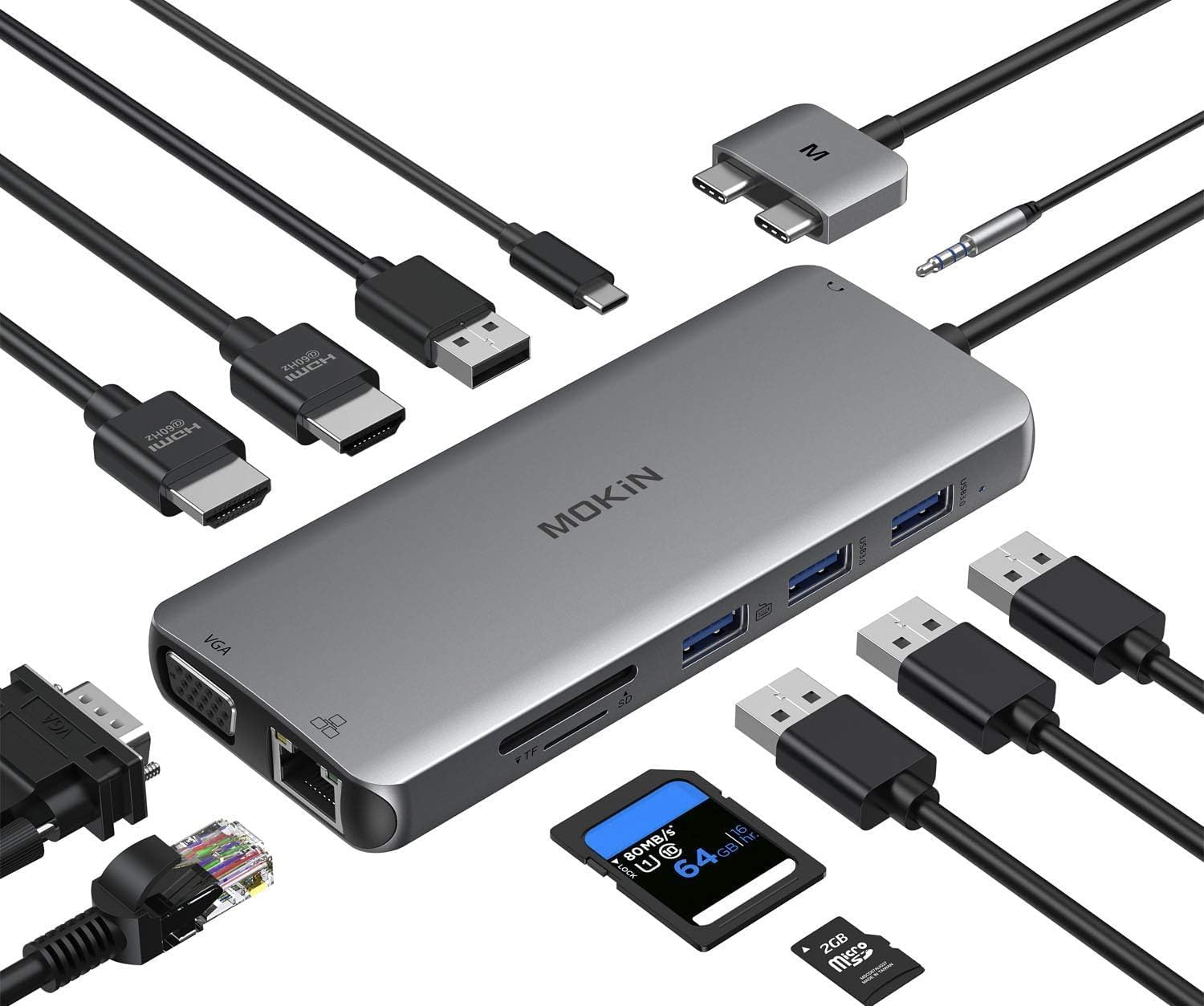 MacBook Pro Docking Station with Dual HDMI and 12 Ports