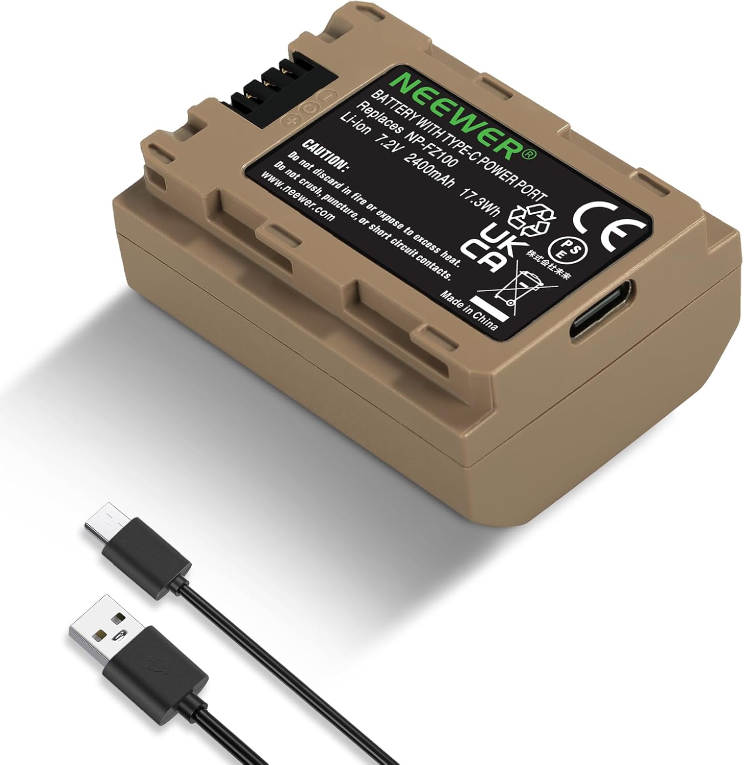 Neewer NP-FZ100 2400mAh Battery | USB-C Charging | Sony A7R V A7S III A7 IV