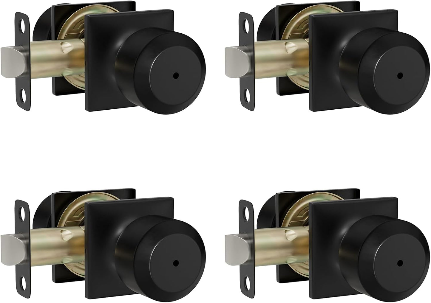 Matte Black Door Knobs for Interior Privacy - 4 Pack Set