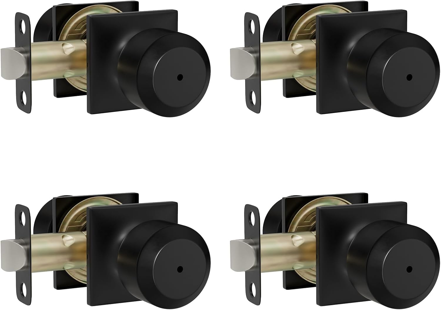 Matte Black Door Knobs for Interior Privacy - 4 Pack Set