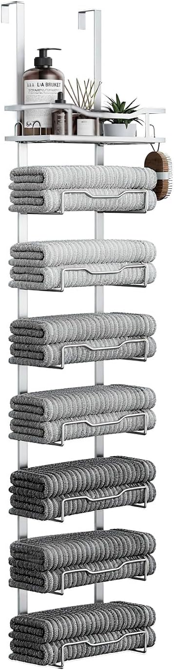 Hanging Towel Racks for Bathroom No Drill - 8-Tier Organizer