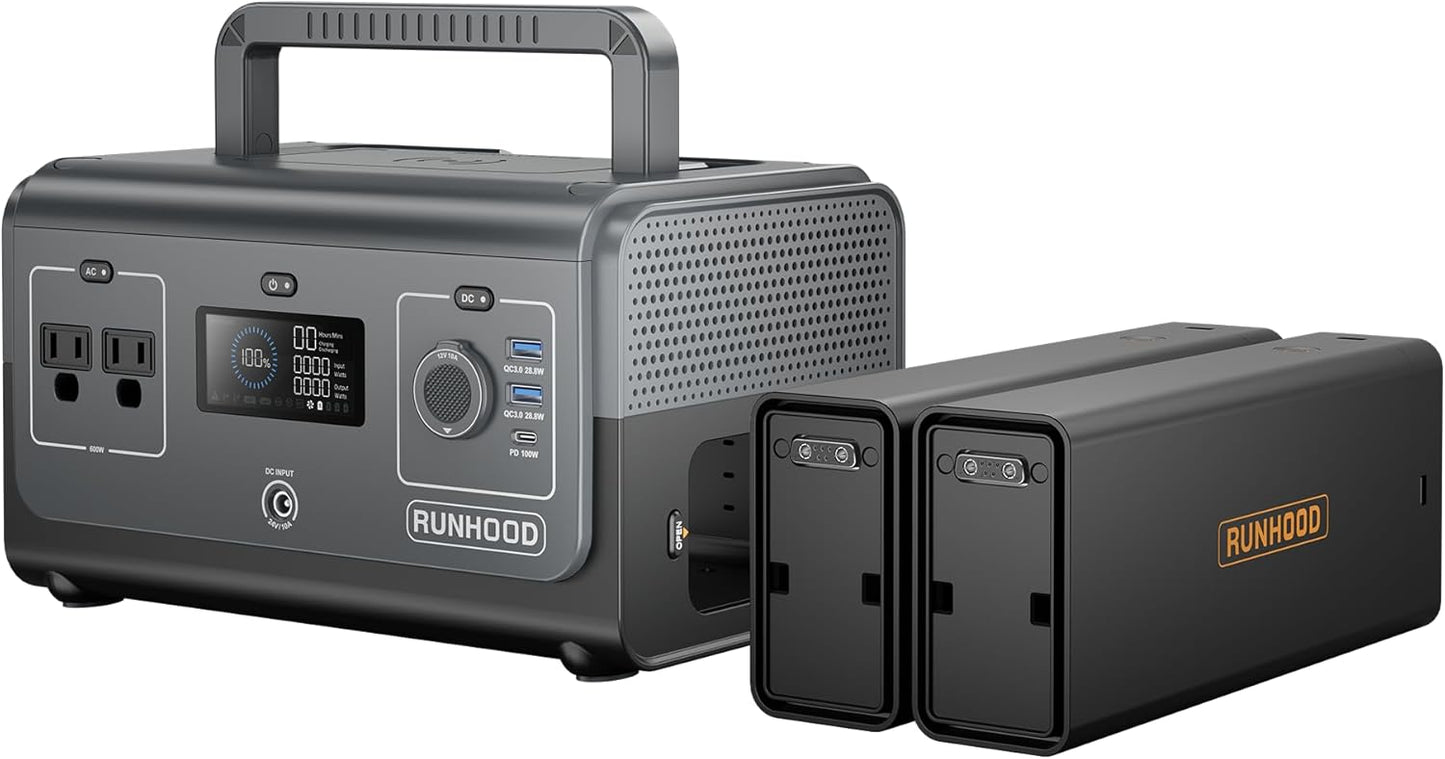 RUNHOOD 648WH Power Station - Swappable Batteries