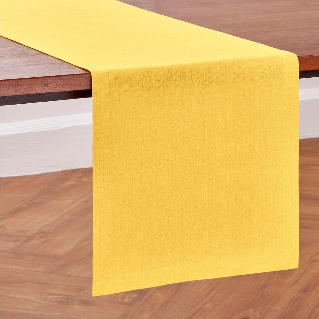 Elegant Marigold Yellow Linen Table Runner for Stylish Decor