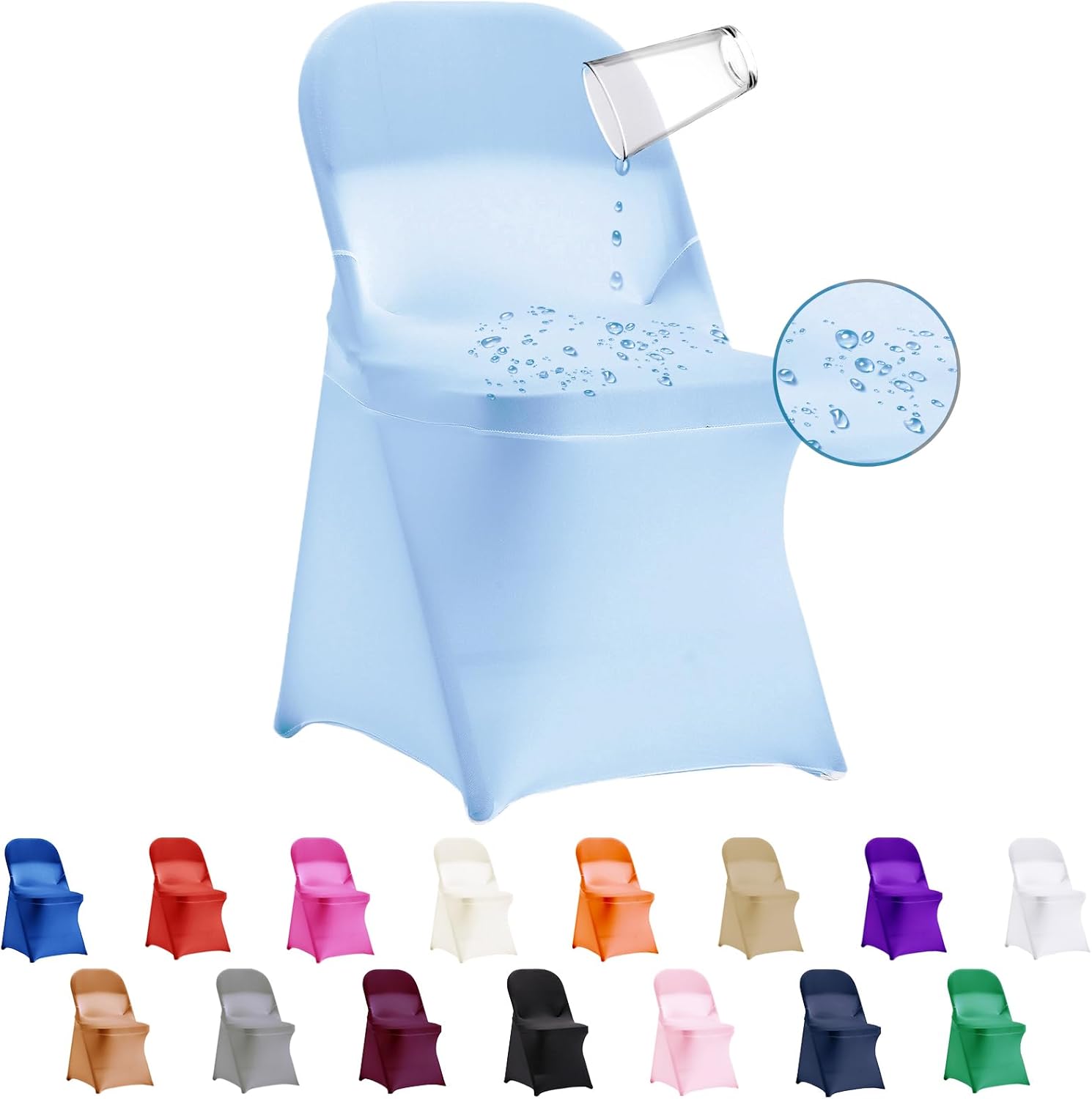 36 PCS Waterproof Stretch Spandex Folding Chair Covers for Events