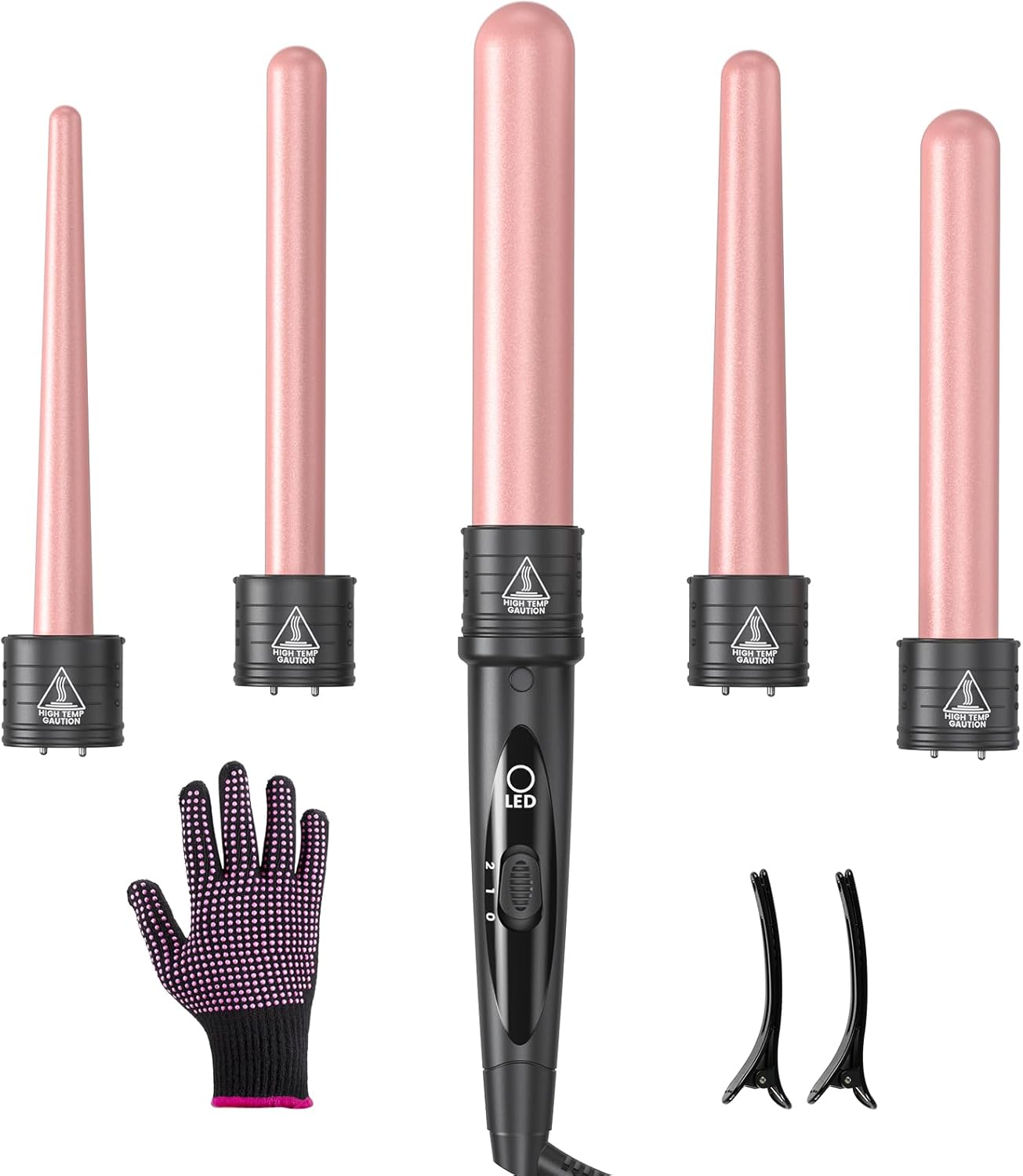5 in 1 Curling Iron Wand Set for Effortless Stylish Hairdos
