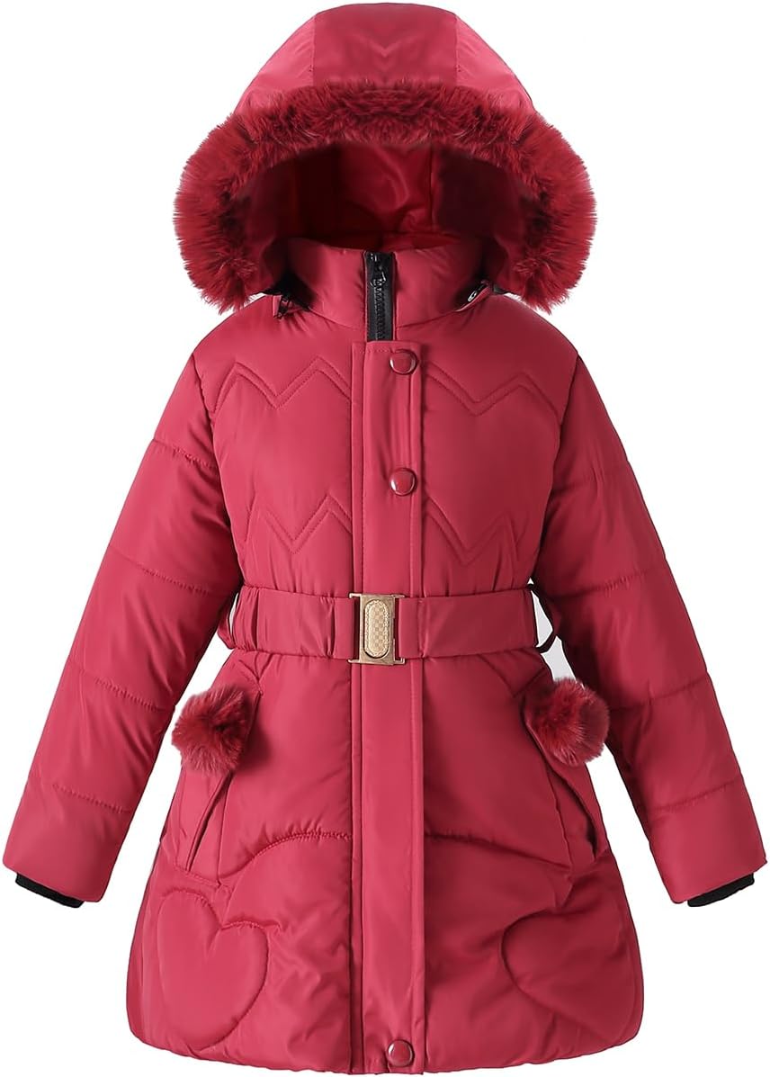 Girl Winter Dress Coats Hooded Fleece Jacket Warm Outwear