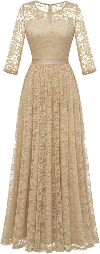 Wedtrend Women's Floral Lace Long Bridesmaid Dress for Weddings